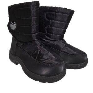 Youth Kids Westher Resistant Snow Boots Unisex Sz 1 Black Velcro Closure